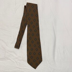 Giorgio Armani Brown Tie with Teal Diamond Design